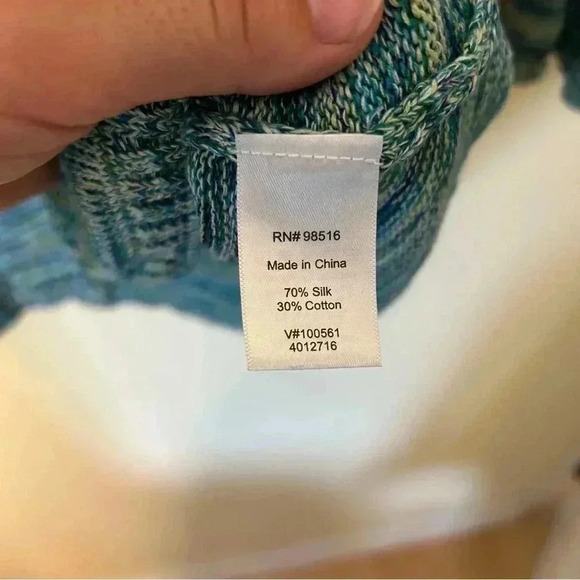 Coldwater Creek Silk and Cotton Blend Multicolor Striped Cardigan Size L - Picture 5 of 5